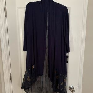 Navy cardigan with gold leaves